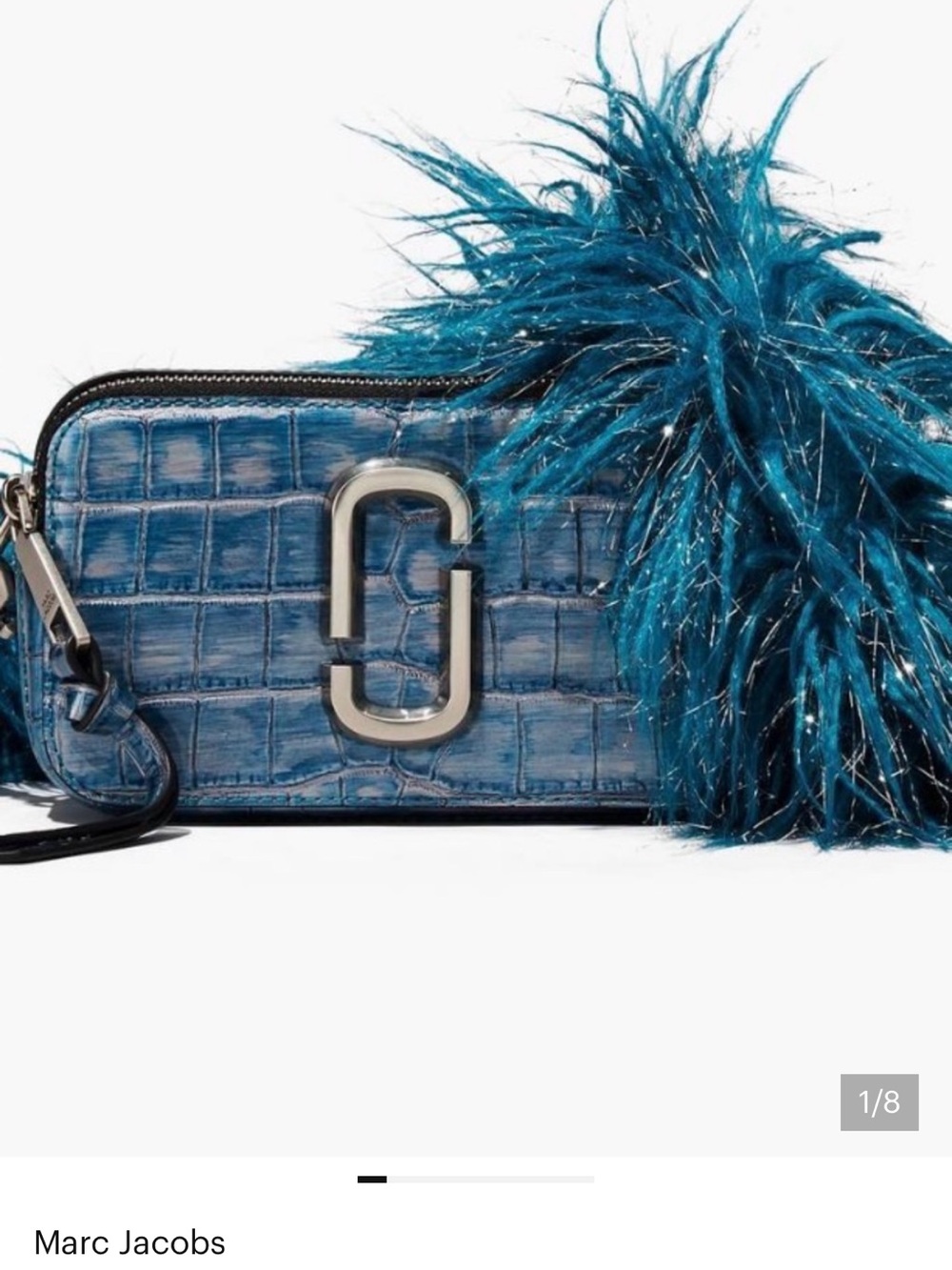 BNWT Marc Jacobs Blue Croc-Embossed Double J Snapshot Crossbody